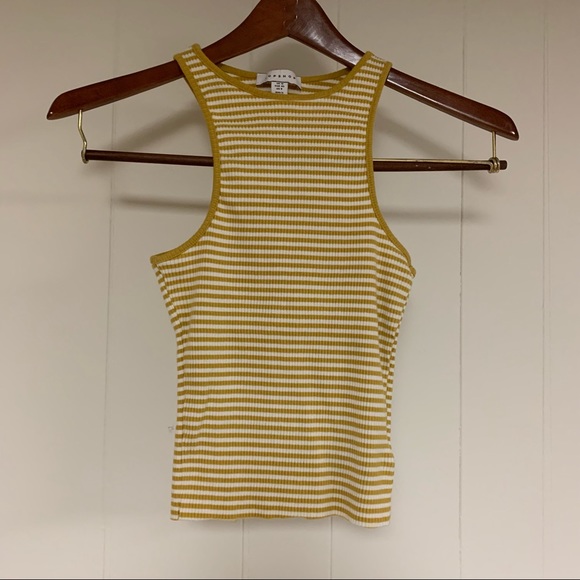 Topshop | Yellow & White Striped Crop Top - Picture 2 of 8